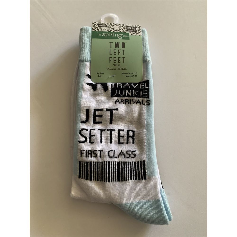 Two Left Feet Sock Co. Graphic Jet Setter Travel Junkie‎ Novelty Cotton Unisex